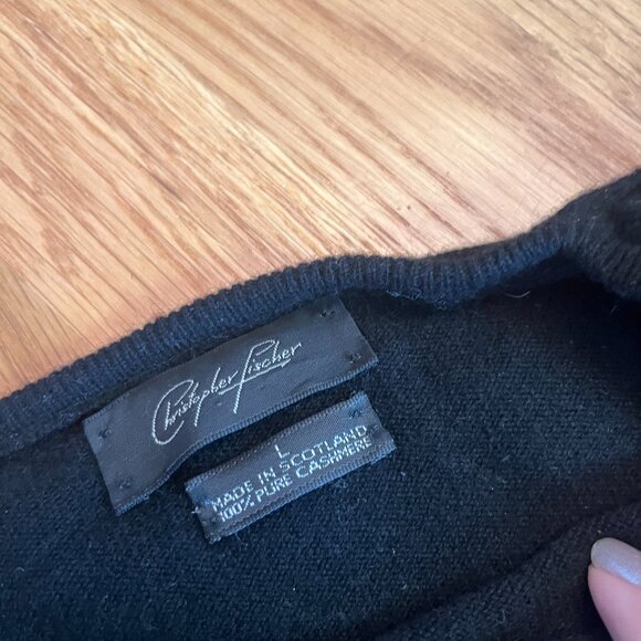 Vintage Christopher Fisher Black Cashmere Maxi Dress Size L - Picture 2 of 6